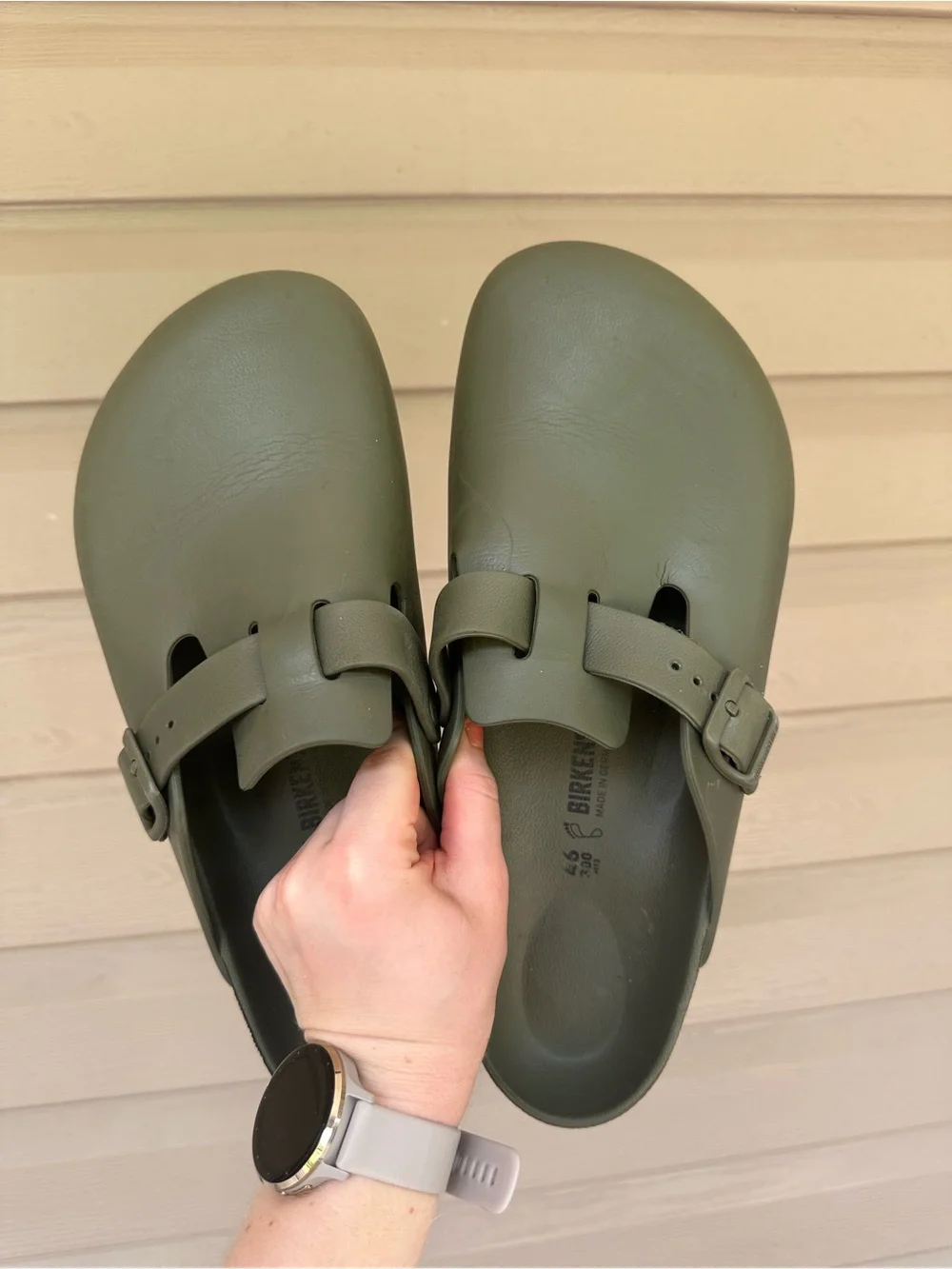Birkenstock Boston clogs in olive green Size US 13 eur 46